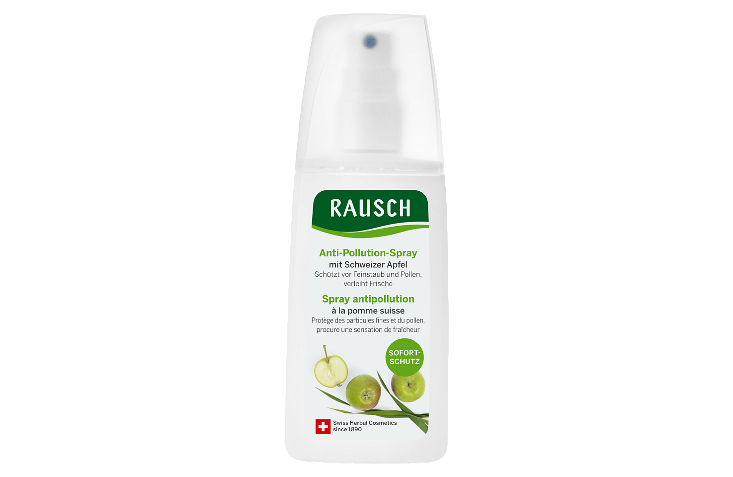 Anti-pollution spray conditioner with Swiss apple