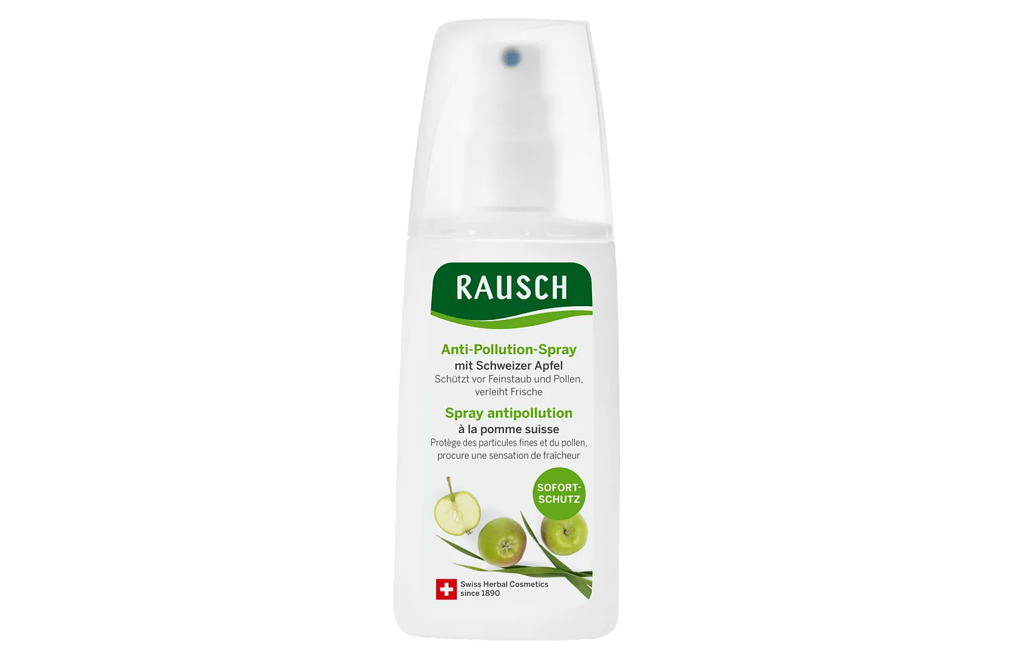 Anti-pollution spray conditioner with Swiss apple